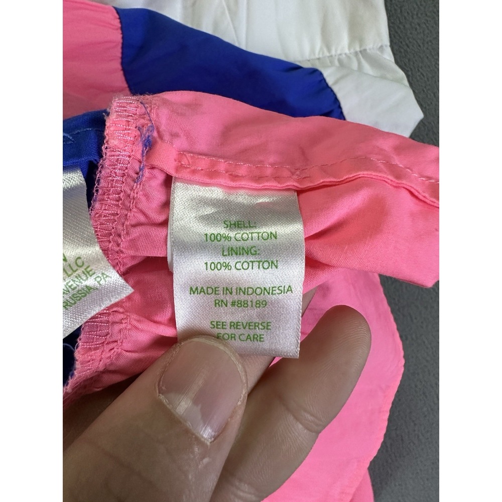 Lilly Pulitzer Top Size 10 White Pink Emie Ruffle Resort Beach Coconut Babydoll - Picture 10 of 11